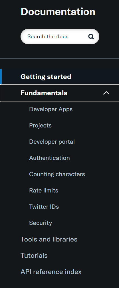 Documentation for Twitter’s API