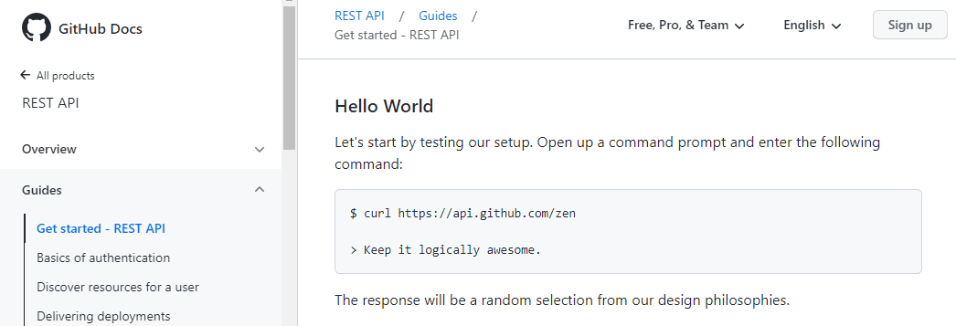 GitHub’s API documentation