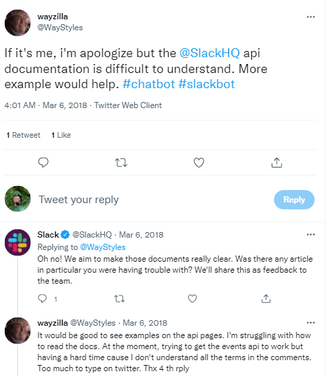 Tweet about API documentation