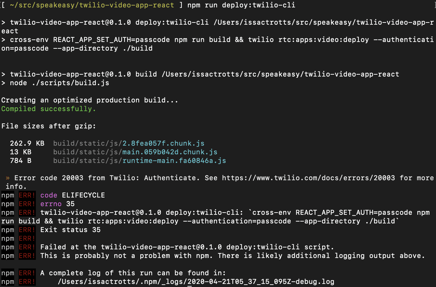 Example of error codes in API