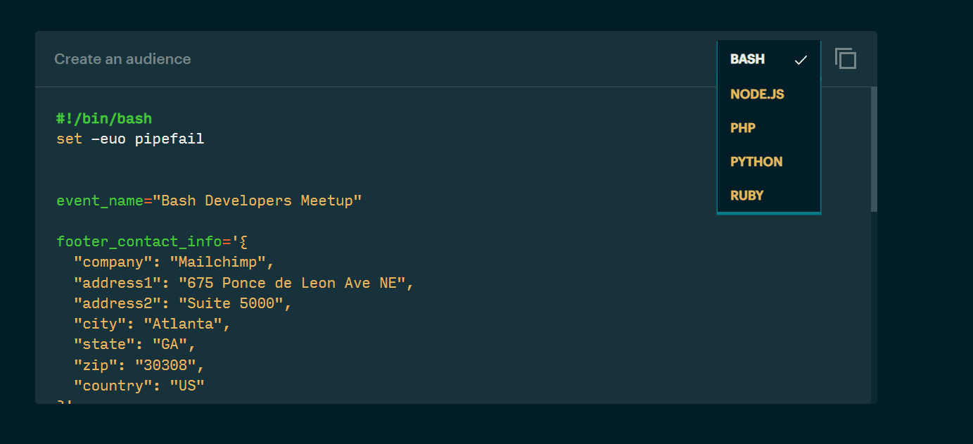 MailChimp’s API documentation