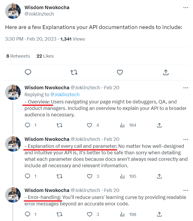 Explanations of API documentation