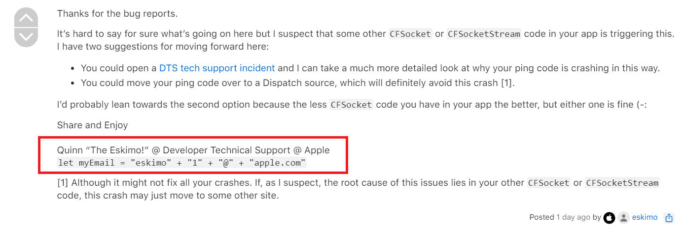 Ping without CFSockets on Apple Developer Forums