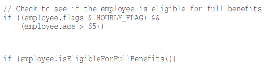 Great example of a good vs. bad comment