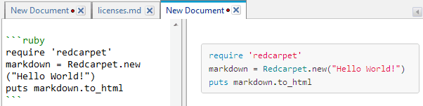 MarkdownPad also provides syntax highlighting