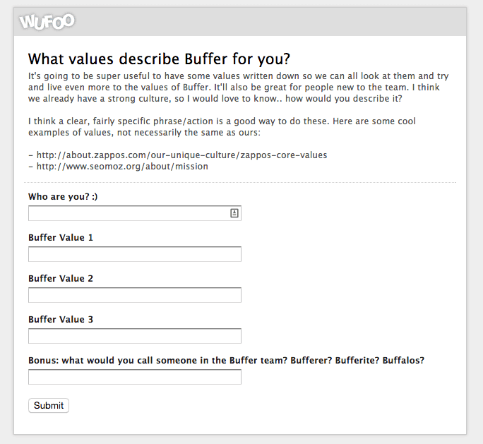 Buffer’s company values survey