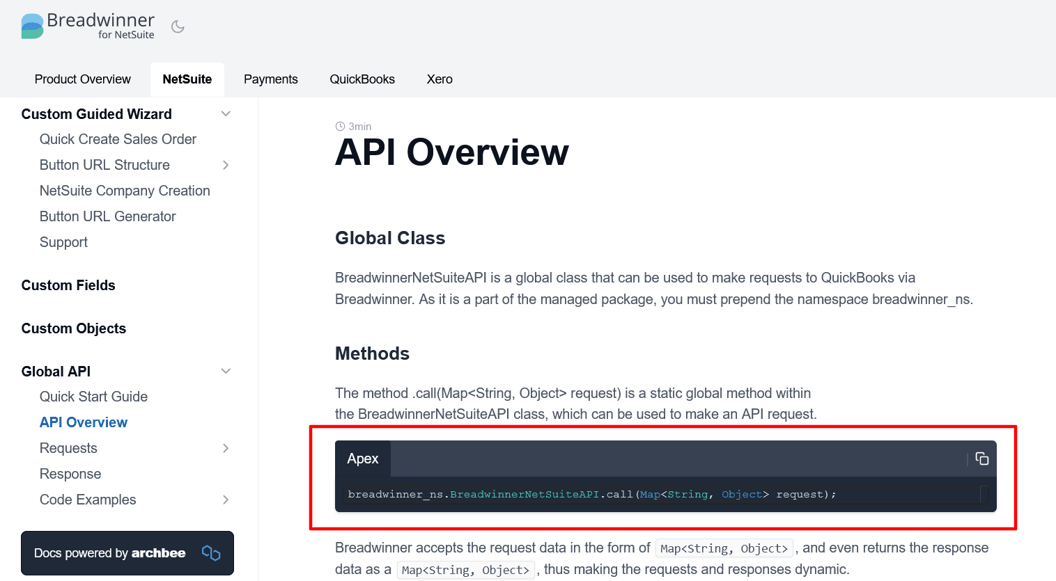 API Overview on Breadwinner