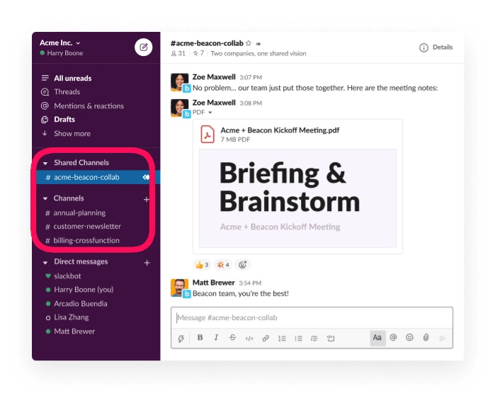 Screenshot from a Slack conversation