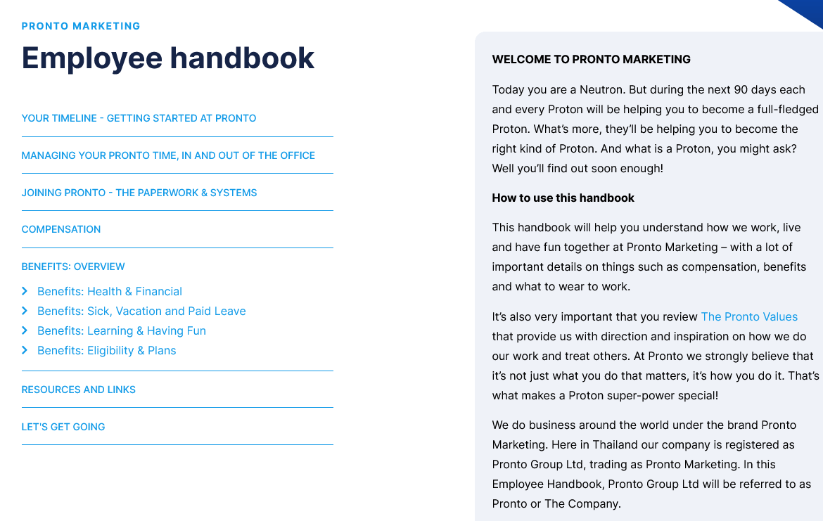 Pronto Marketing Employee Handbook
