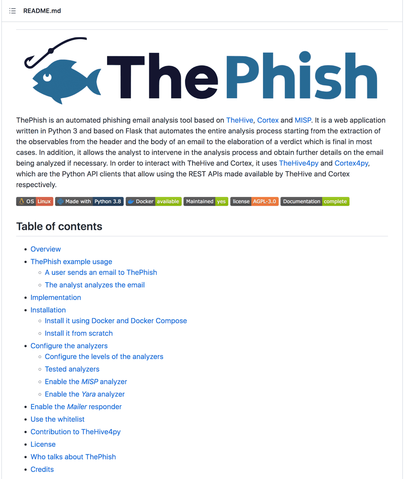 Example of a ReadMe with all of the above elements