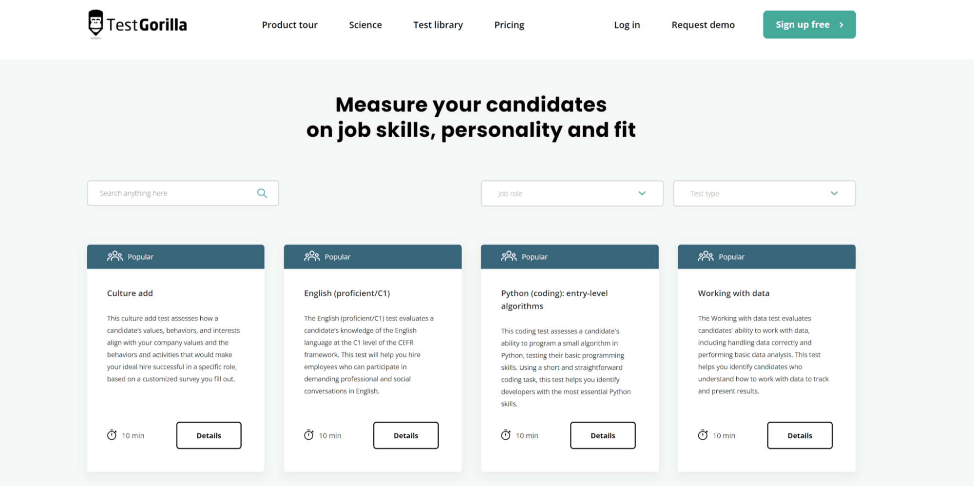TestGorilla test library