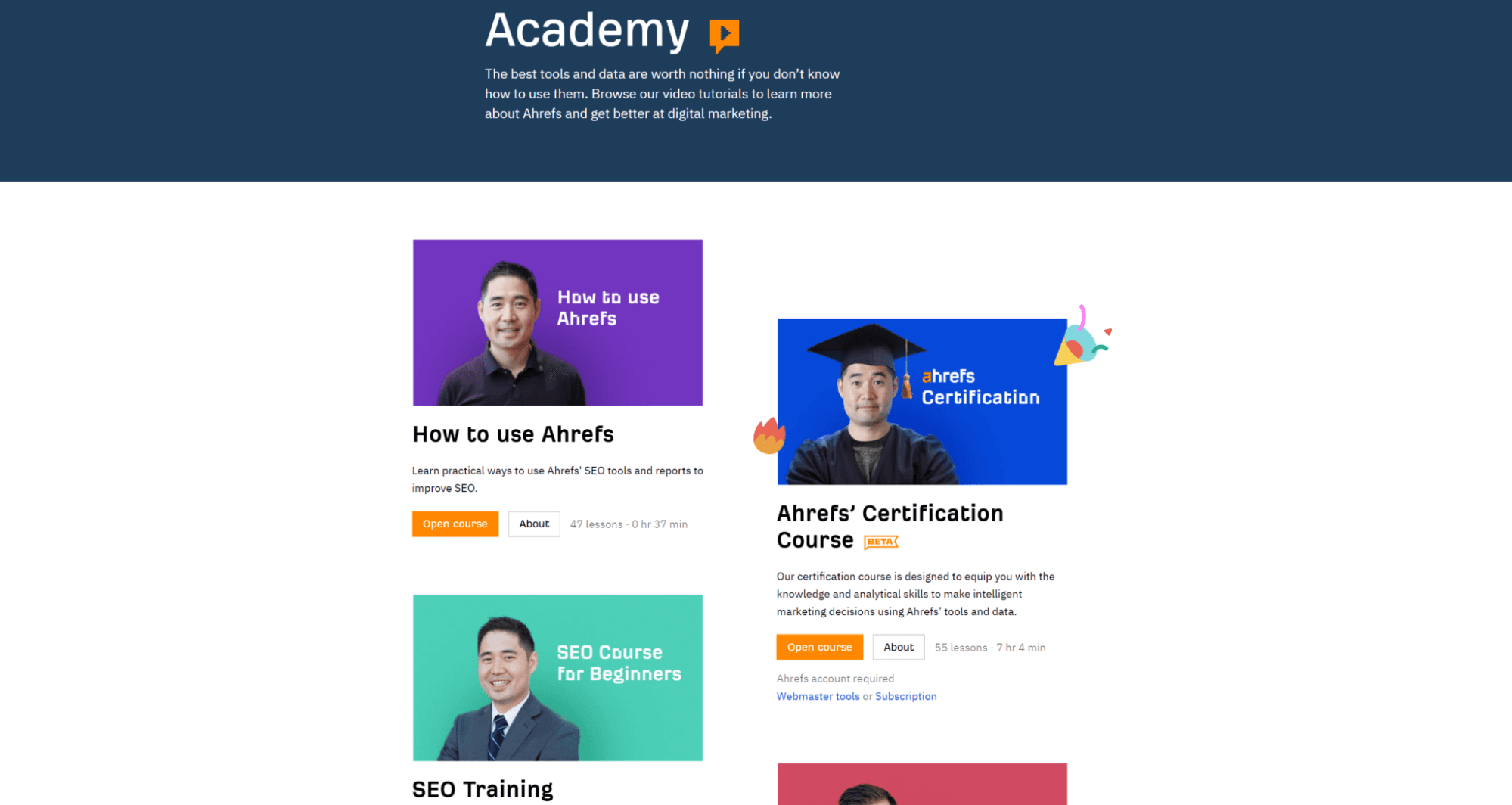 Ahrefs academy and knowledge base
