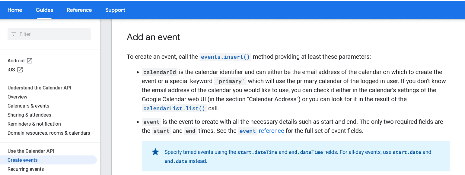 How to integrate Google Calendar and your app.