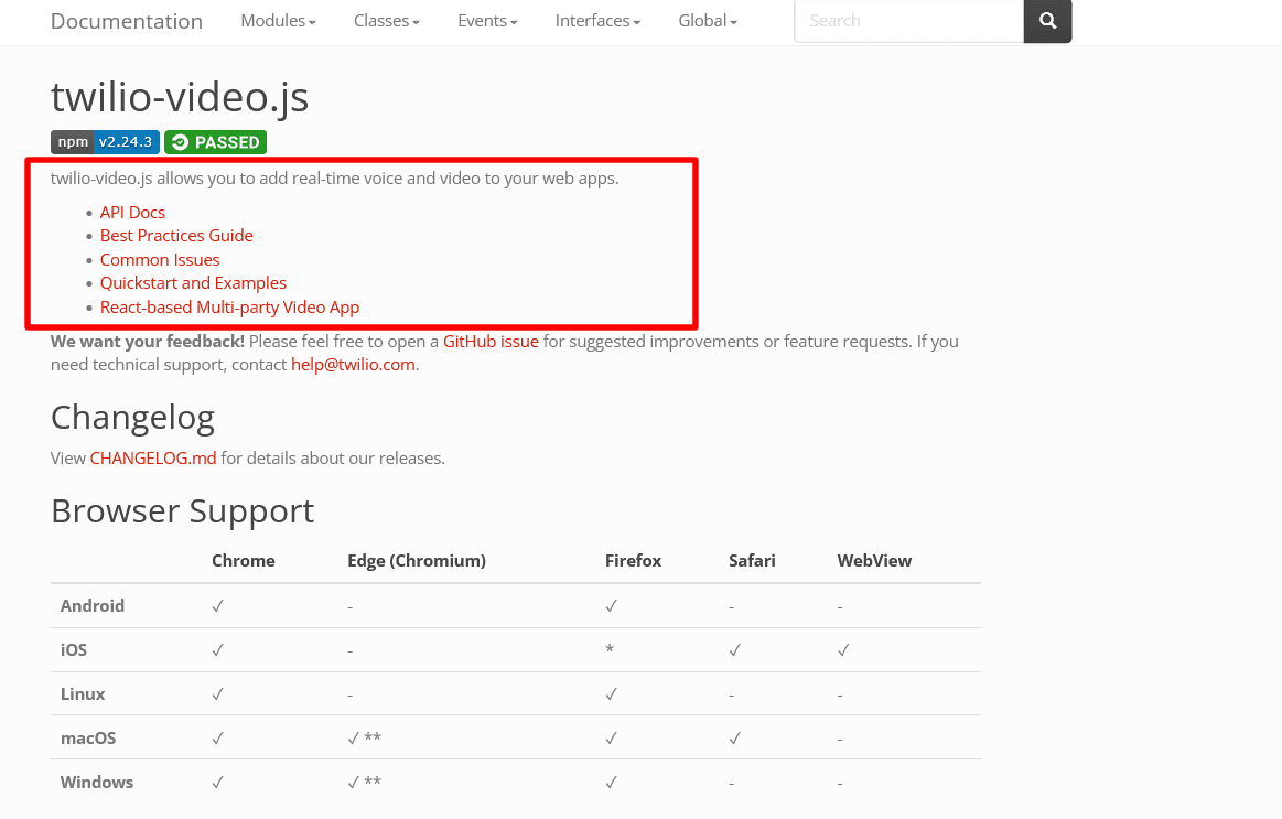 Twilio’s SDK documentation