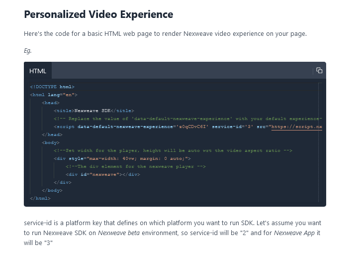 Nexweave’s SDK documentation