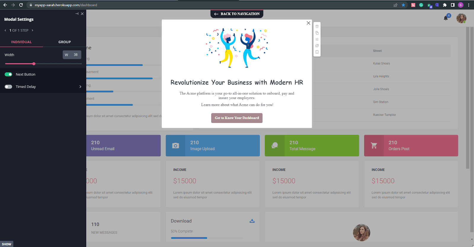Creating a welcome modal with Userpilot onboarding software