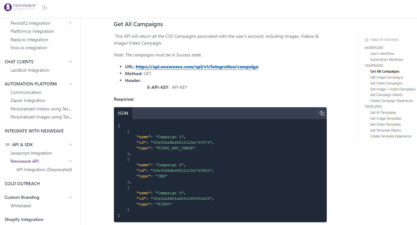 nexweave.com Get All Campaigns