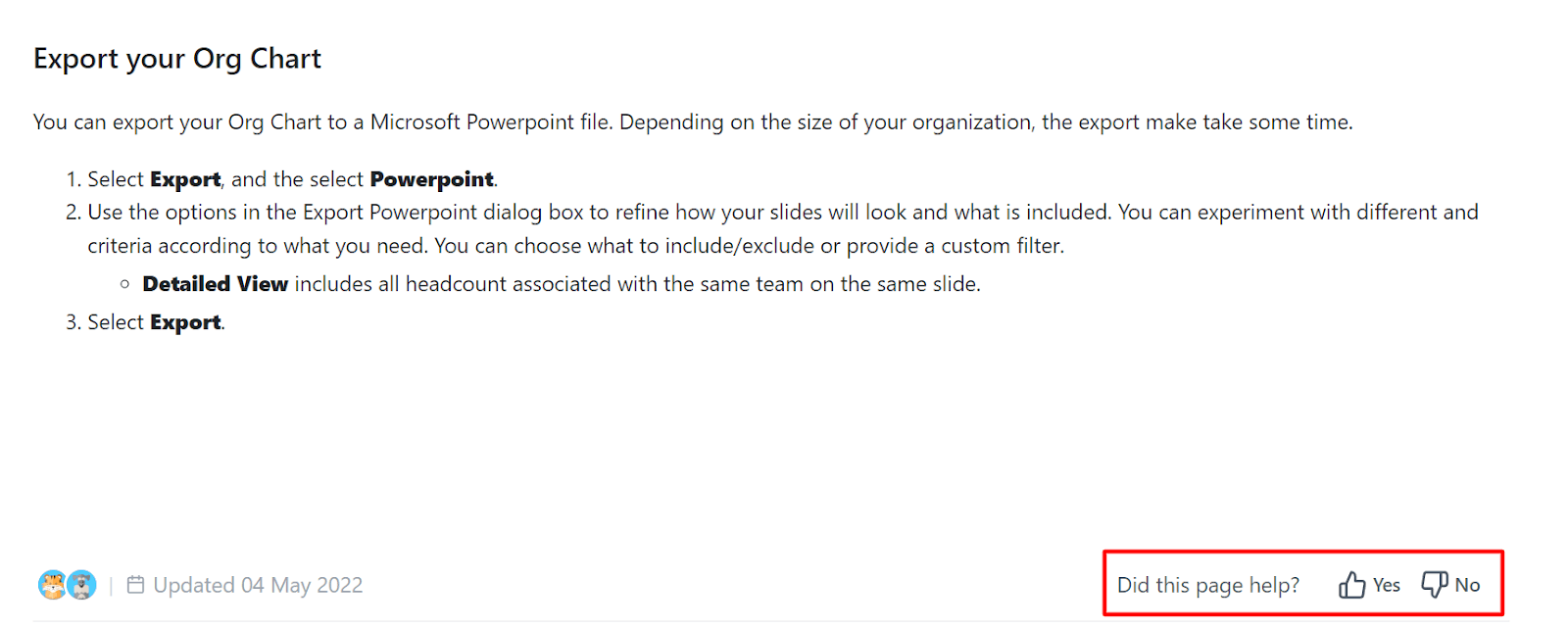 Micro-survey at the end of each document