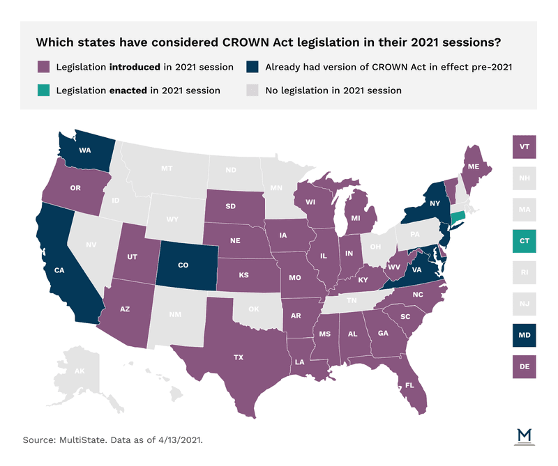 In January 2022, twelve new states have banned discrimination based on hair