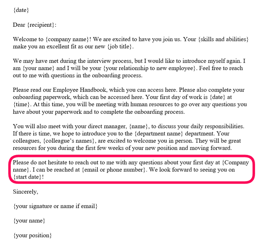 Welcome-to-the-company email template