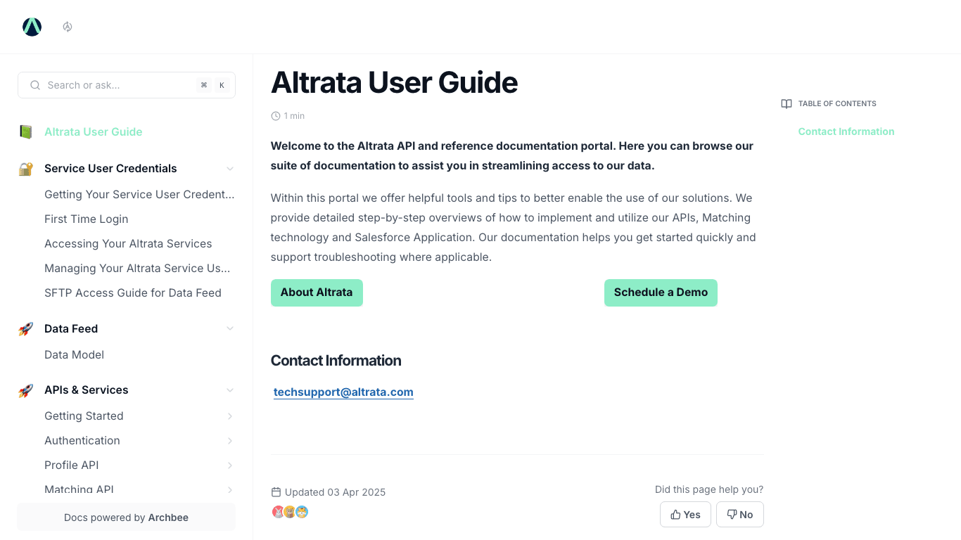 Altrata documentation portal