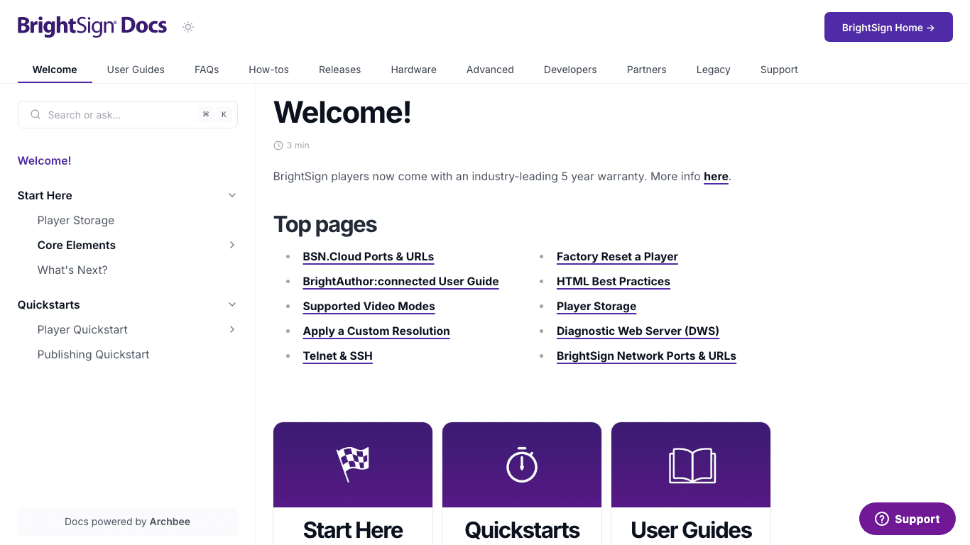 BrightSign documentation portal