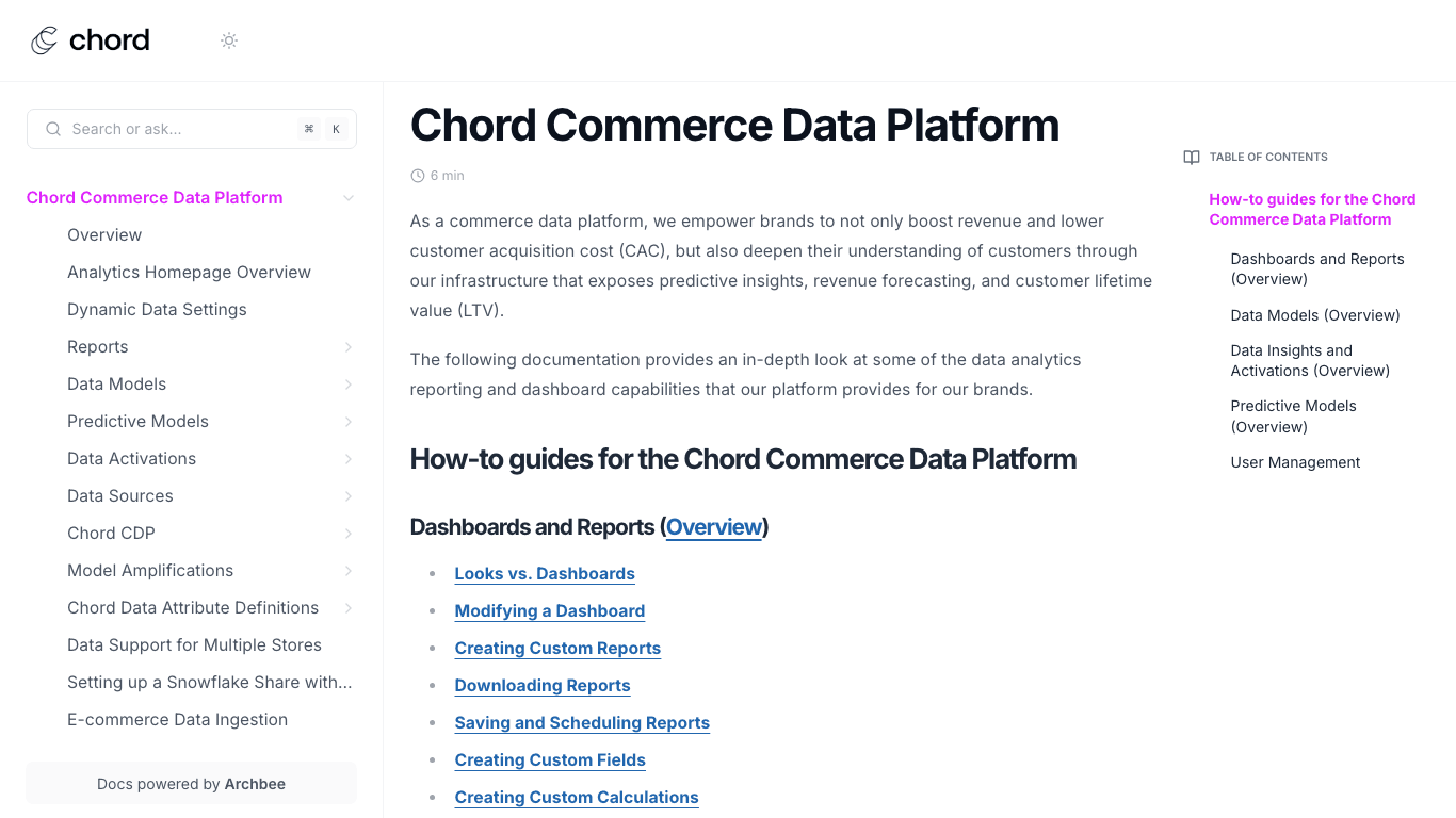 Chord documentation portal