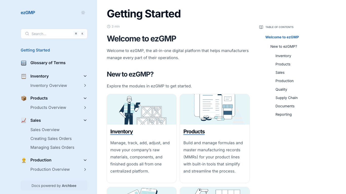 ezGMP documentation portal