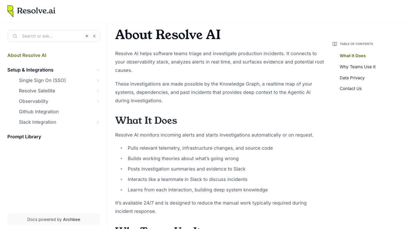 Resolve documentation portal