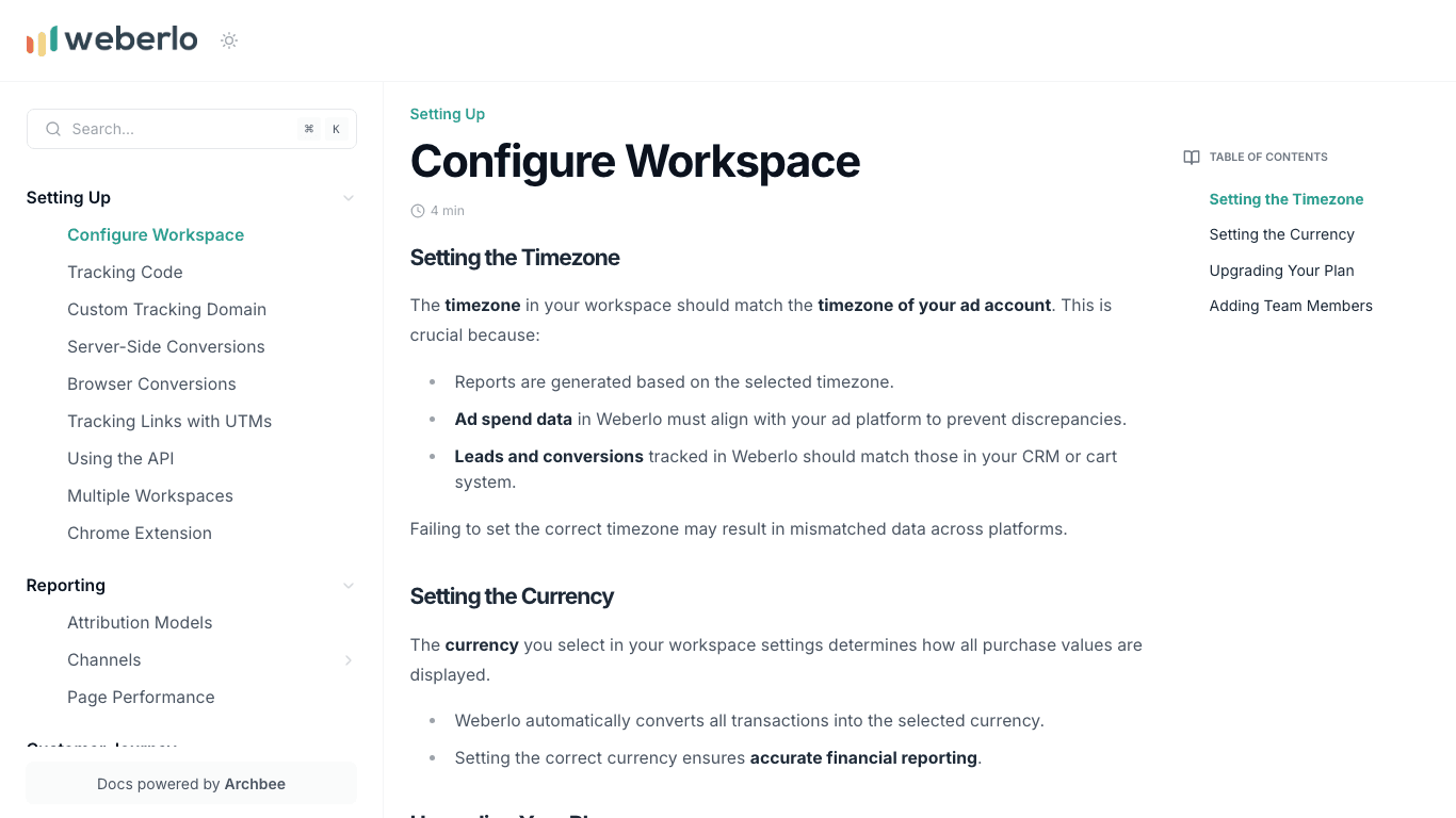 Weberlo documentation portal